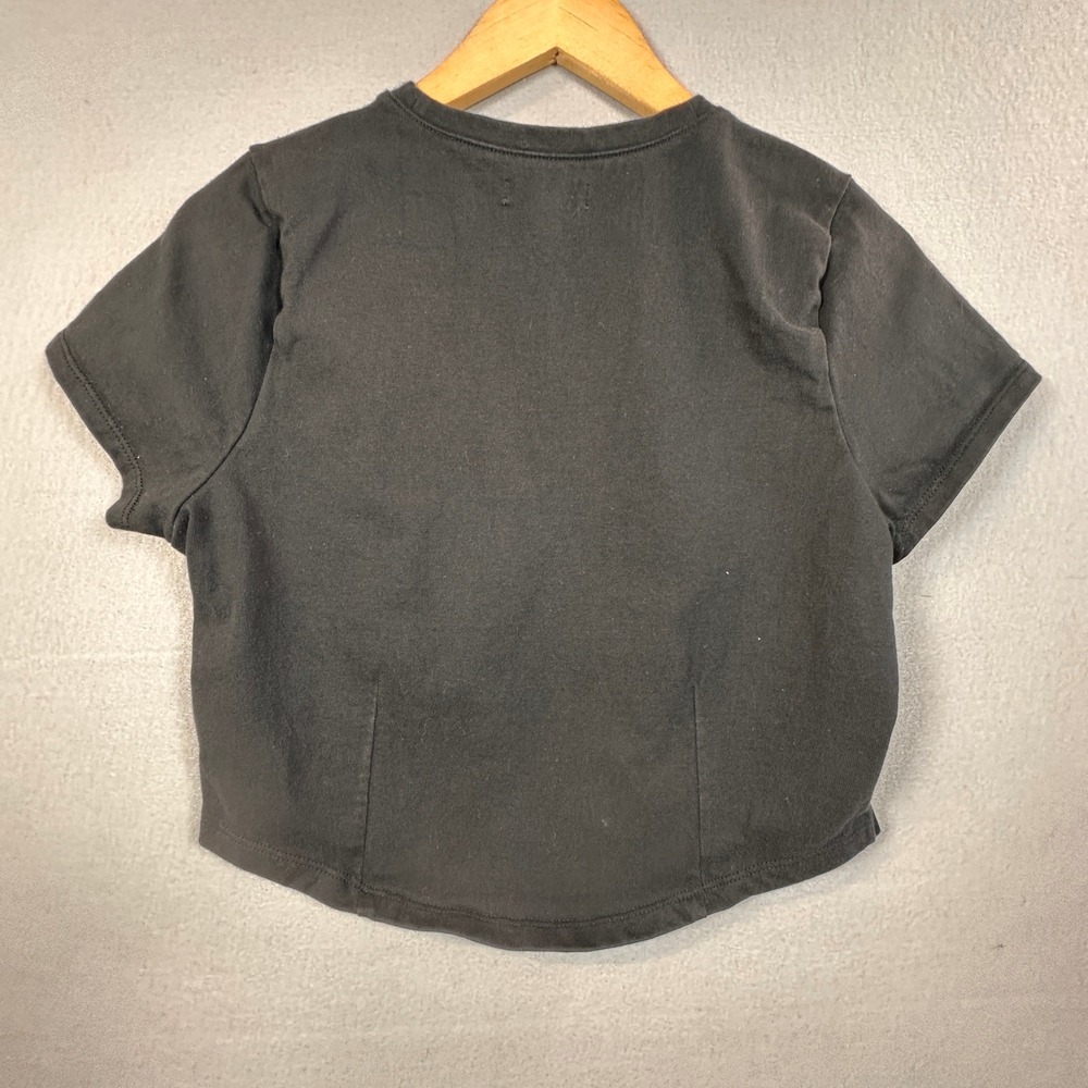 Madewell Womens Black Short Sleeve Crew Neck Seam Detail Crop Top T-Shirt M - Picture 2 of 7
